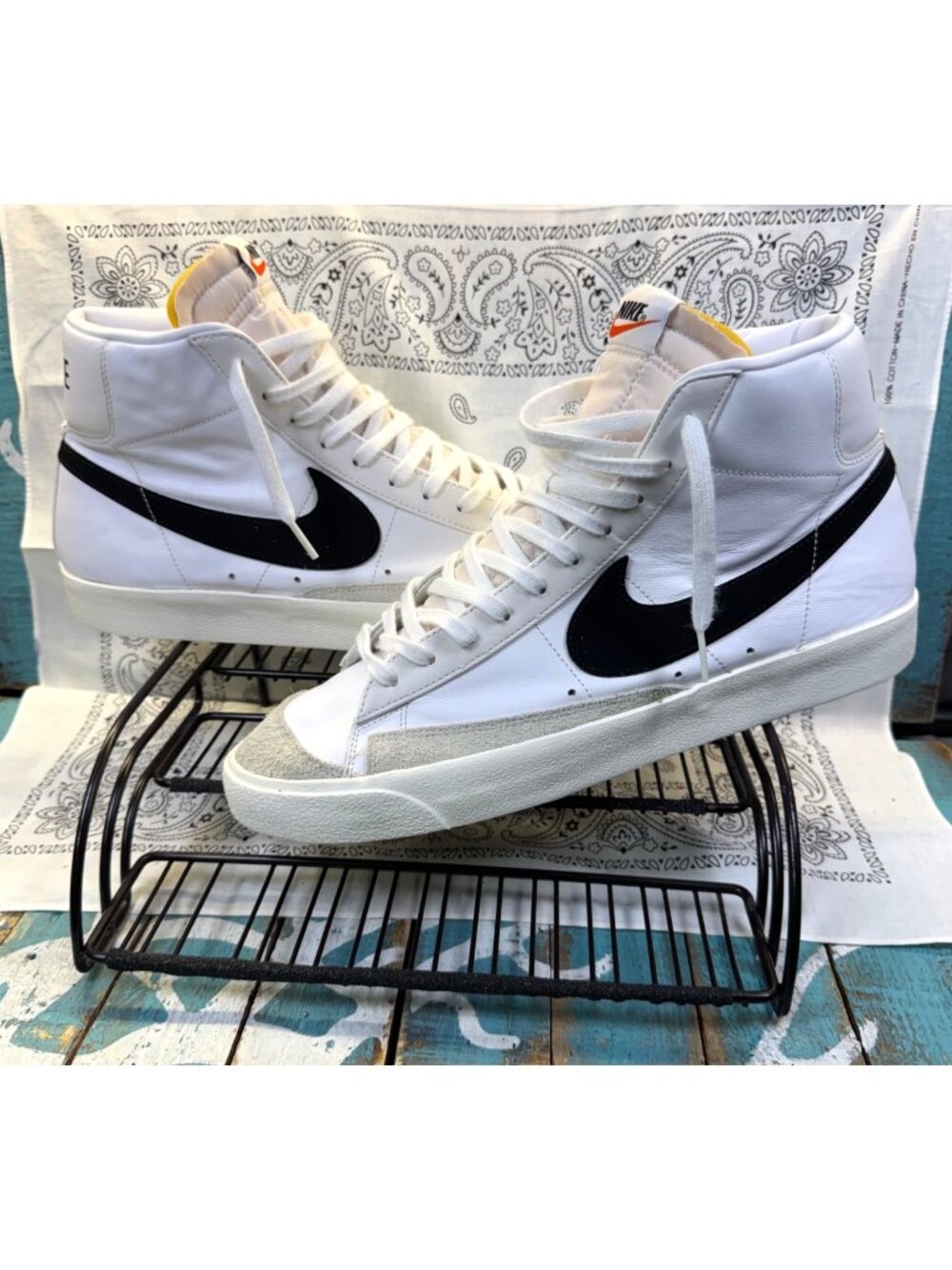Nike Blazer Mid 77 VTG White Leather Basketball Sneakers BQ6806-100 Mens 14 EUC